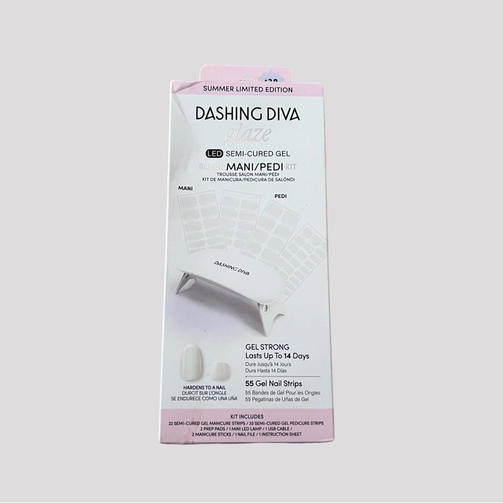 Dashing Diva Glaze LED Semi-Cured Gel Mani/Pedi Kit - White